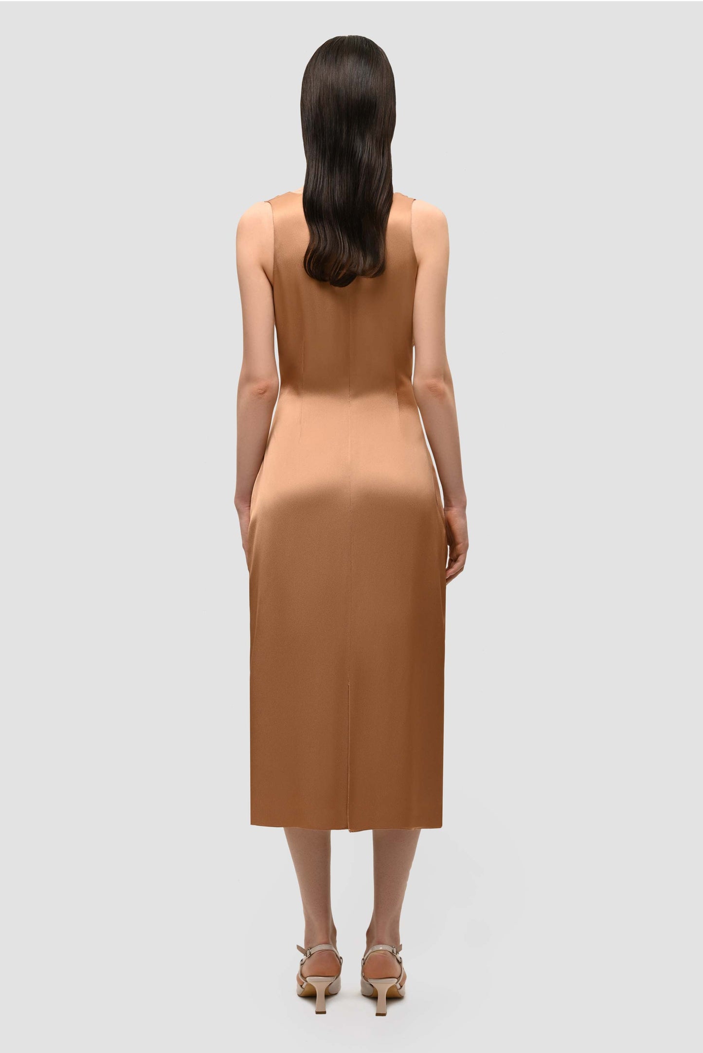 Cowl Neck Sleevless Dress - Honey