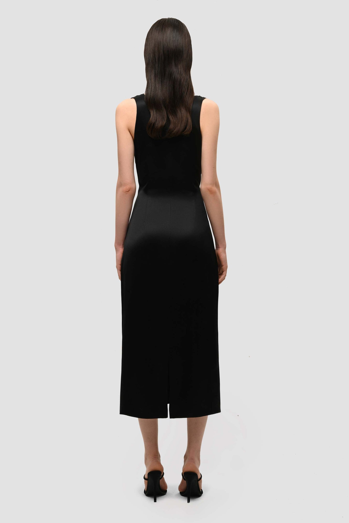 Cowl Neck Sleevless Dress - Black