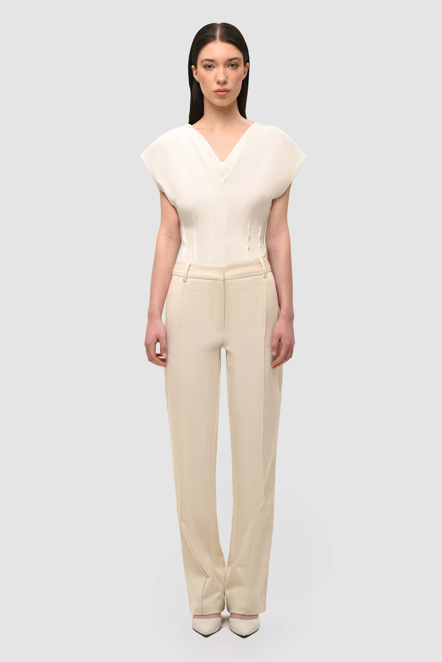 Mid-rise Tailored Pants - Ivory
