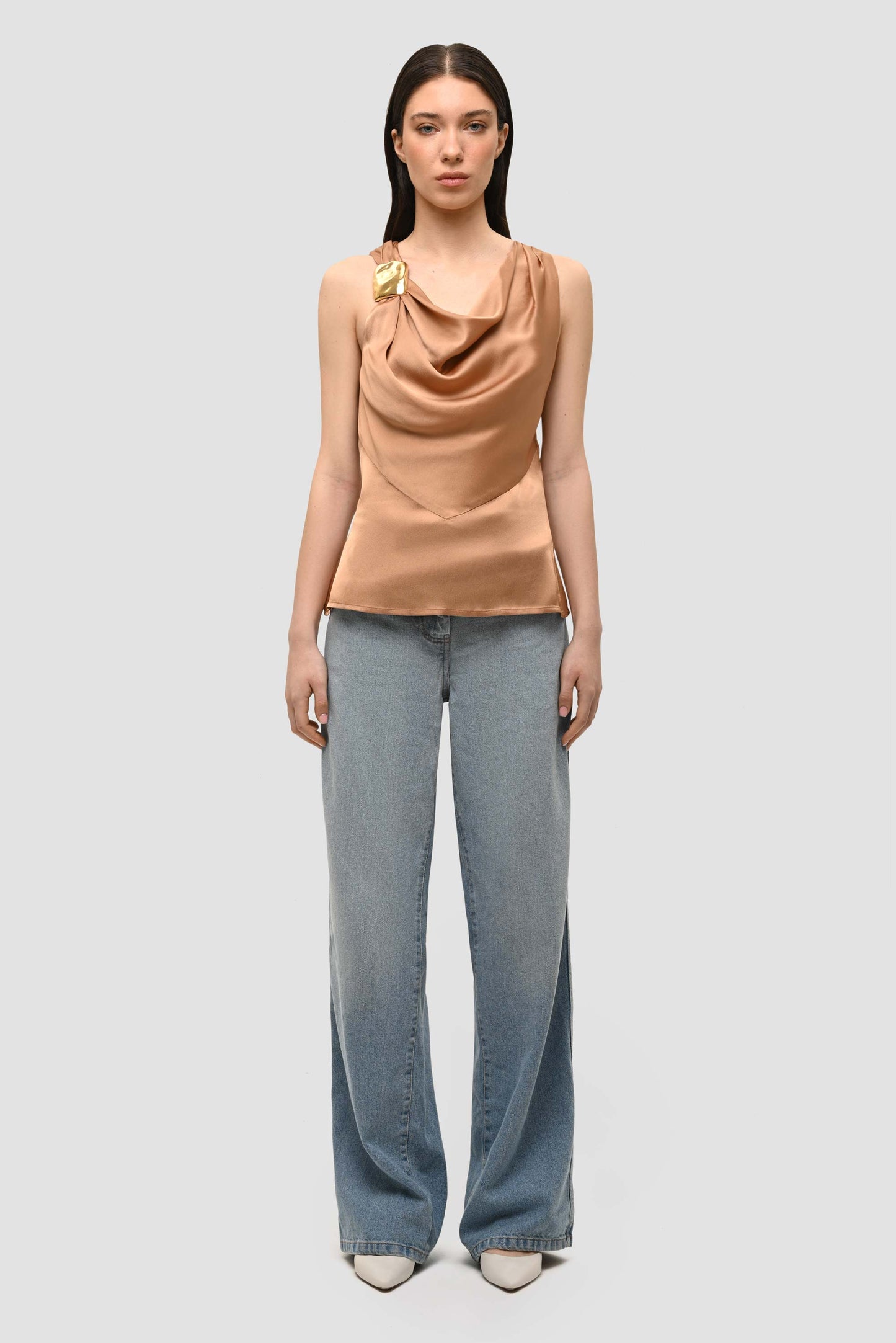 Cowl Neck Sleevless Top - Honey