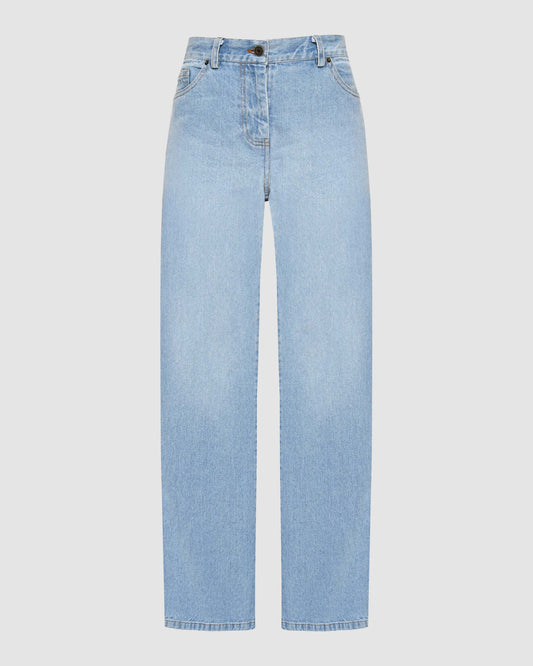 Mid-rise Straight Leg Washed Denim