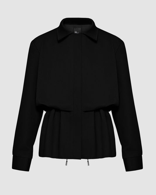 Barn Jacket With Drawstring - Black