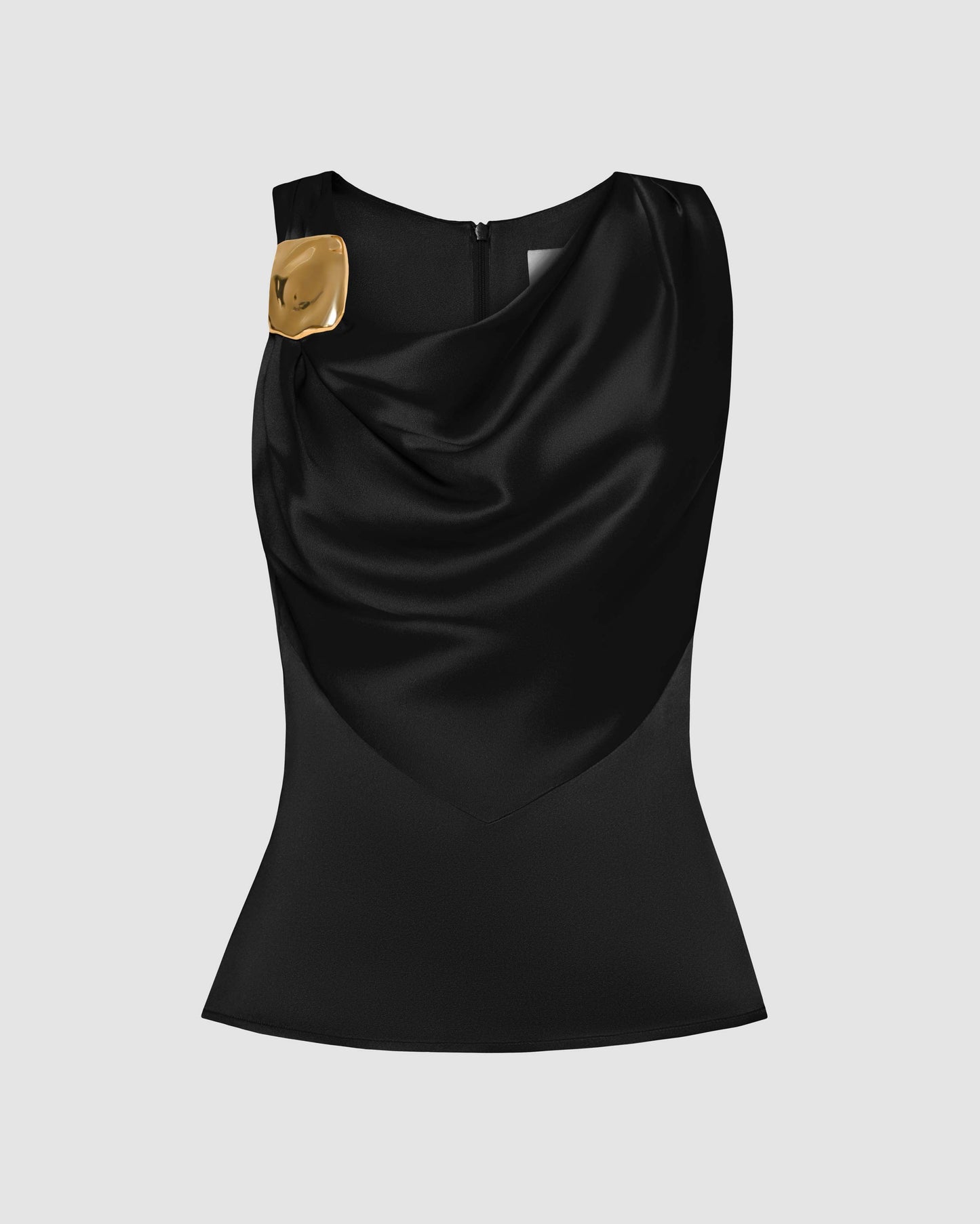 Cowl Neck Sleevless Top - Black