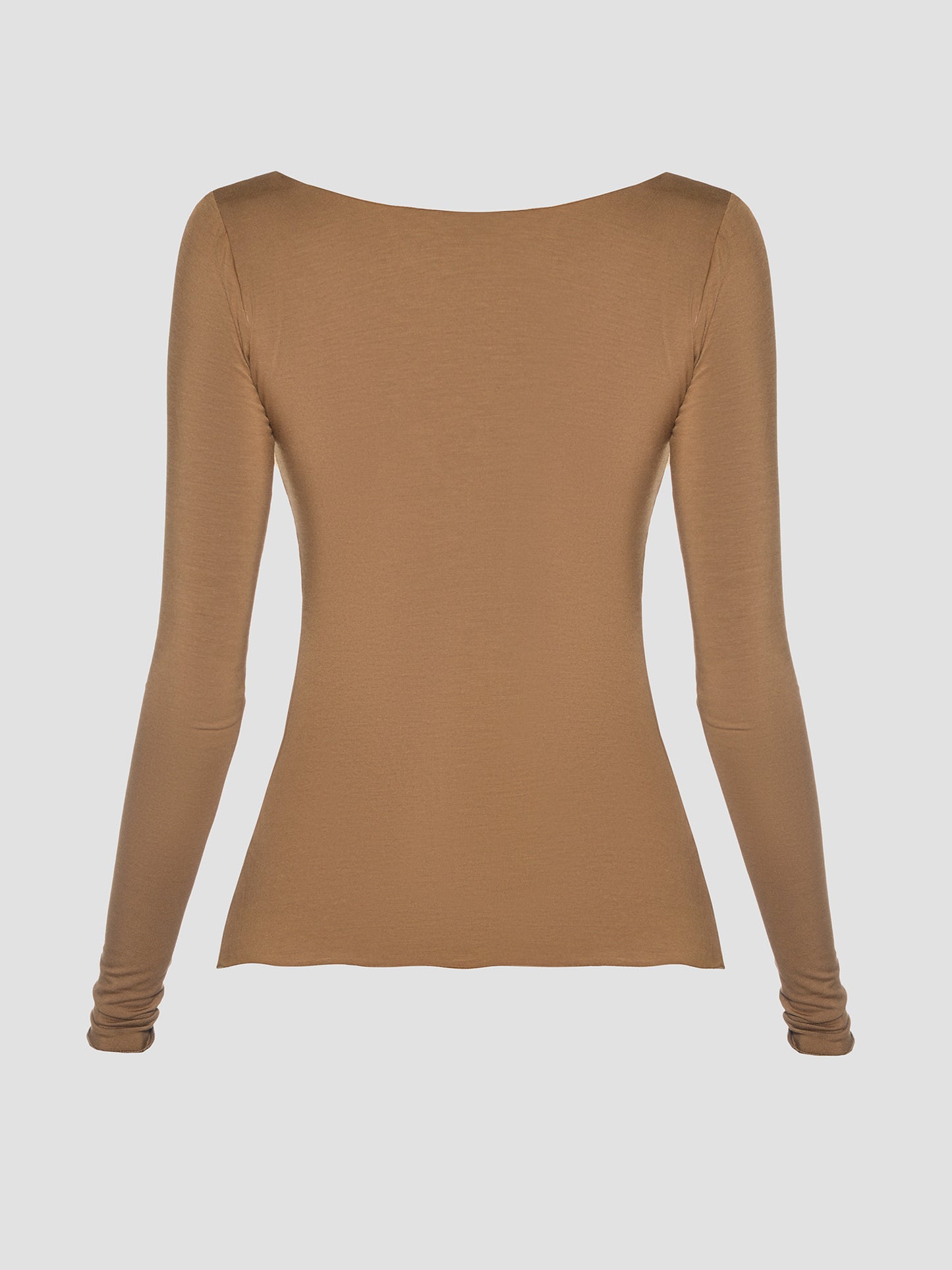 Beige Long Sleeve Draped Top