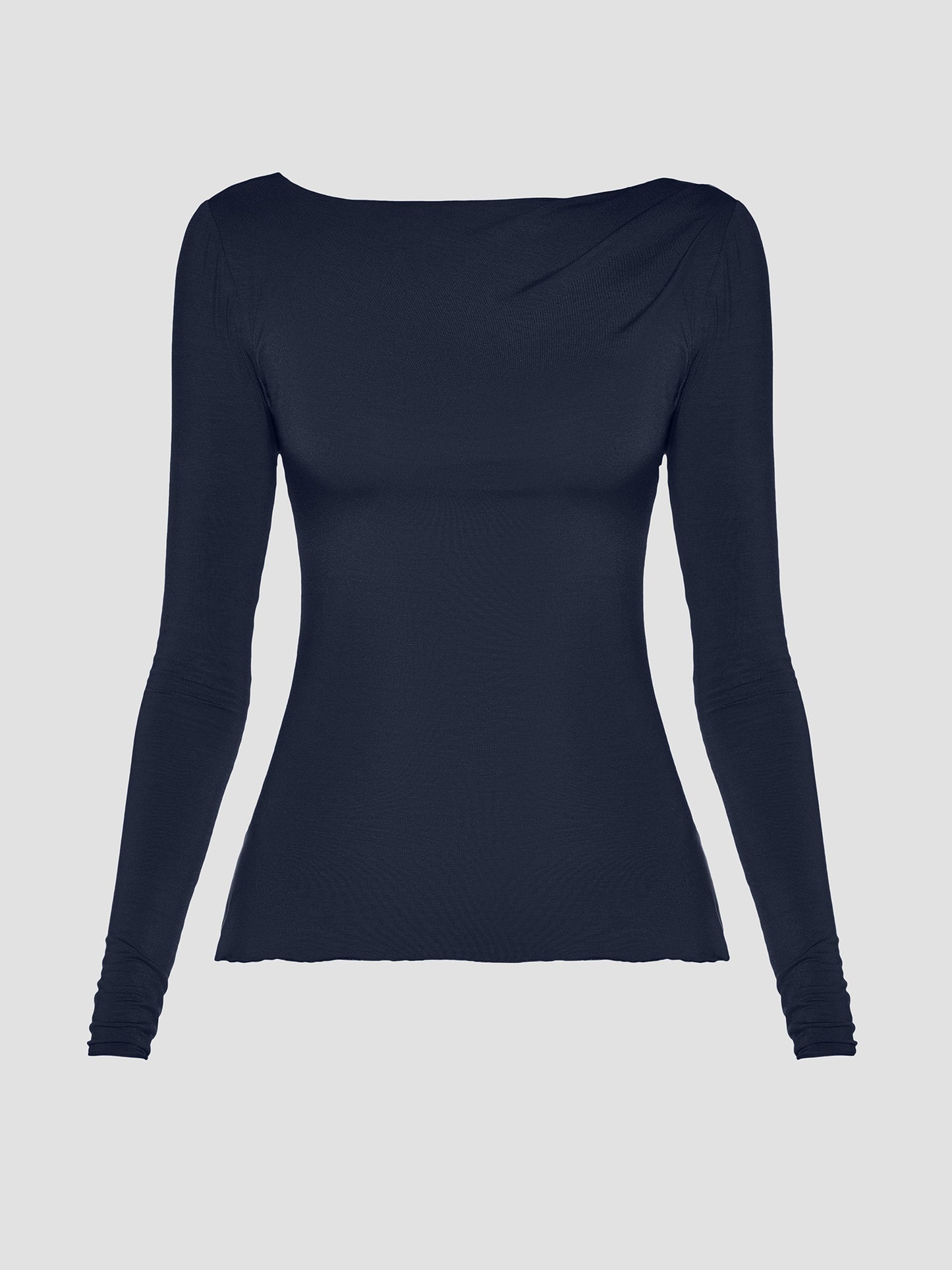 Navy Long Sleeve Draped Top