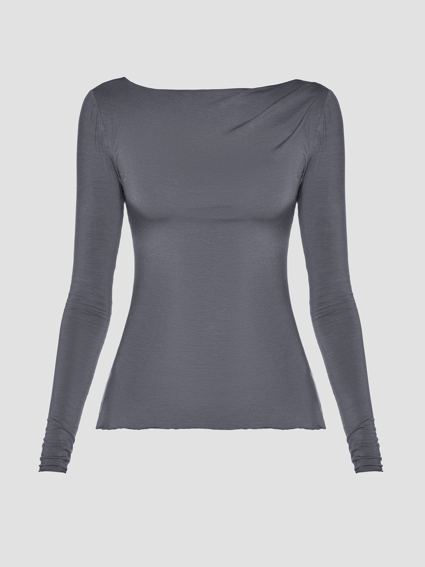 Grey Long Sleeve Draped Top