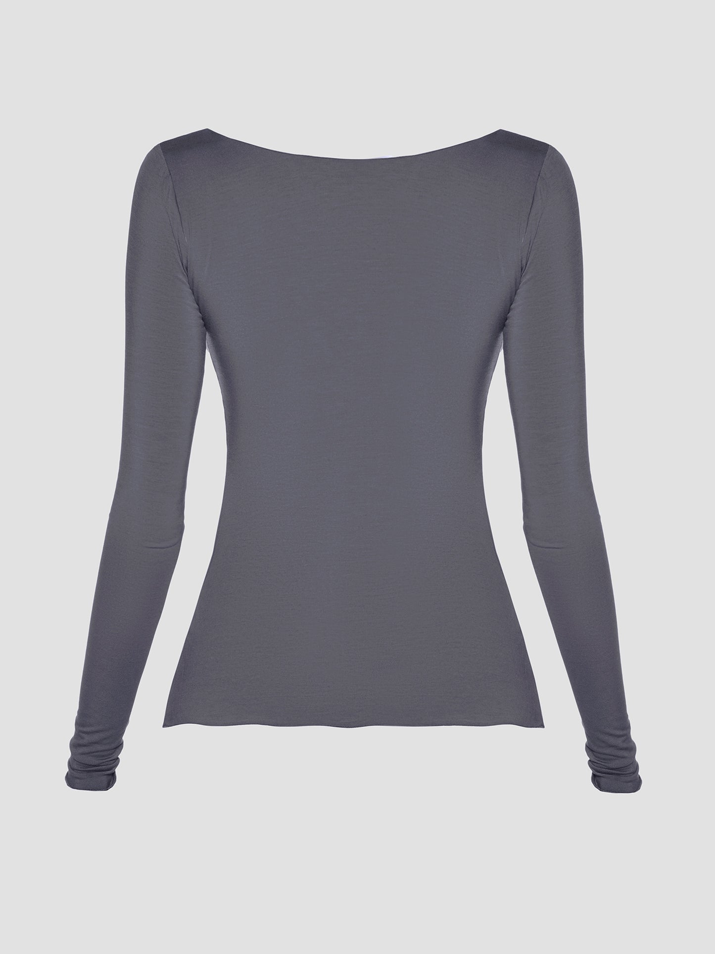 Grey Long Sleeve Draped Top