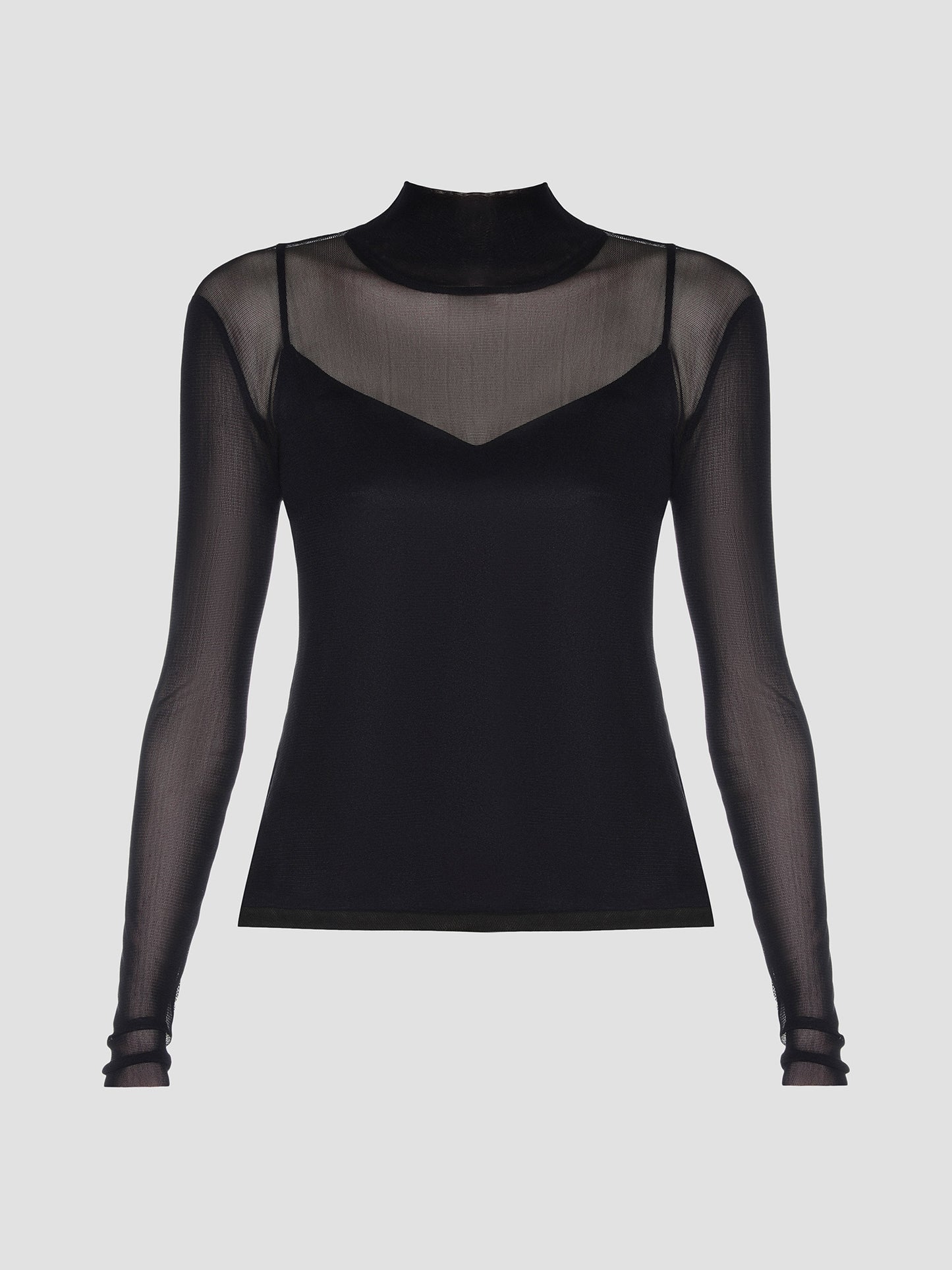 Mesh Turtle Neck Top With Camisole
