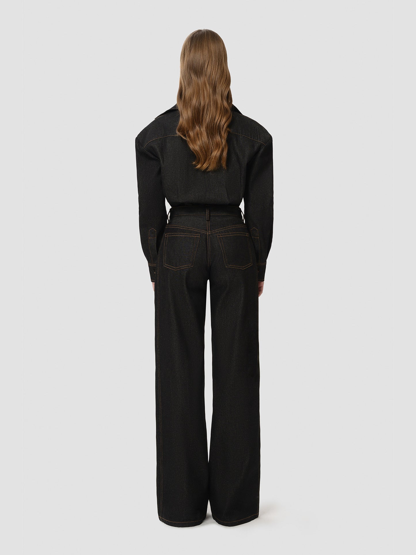 Black Denim Wide Leg Pants