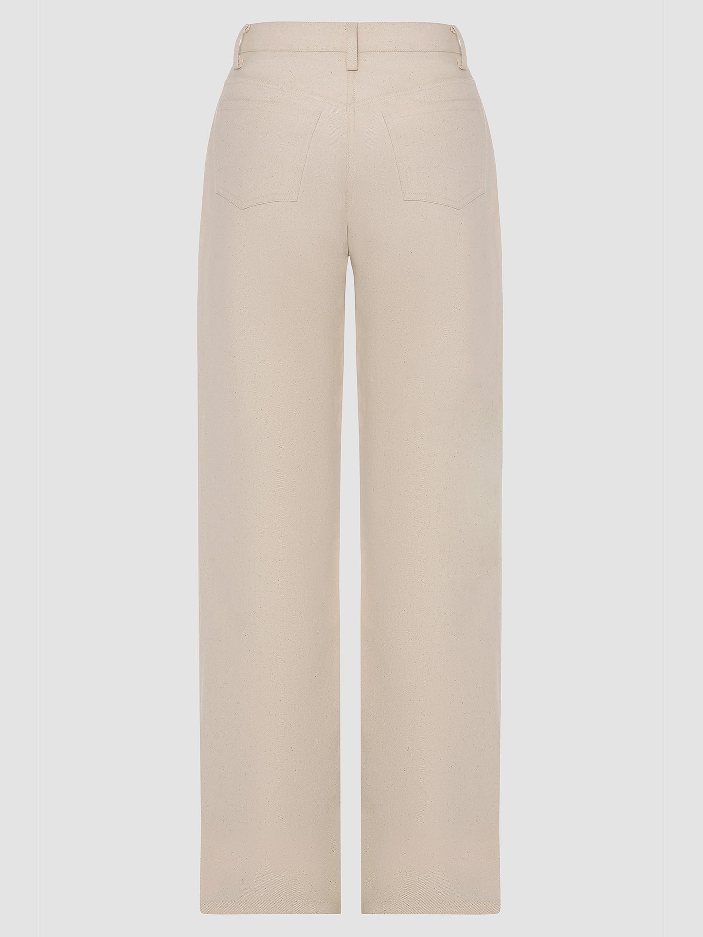 Cream Denim Wide Leg Pants