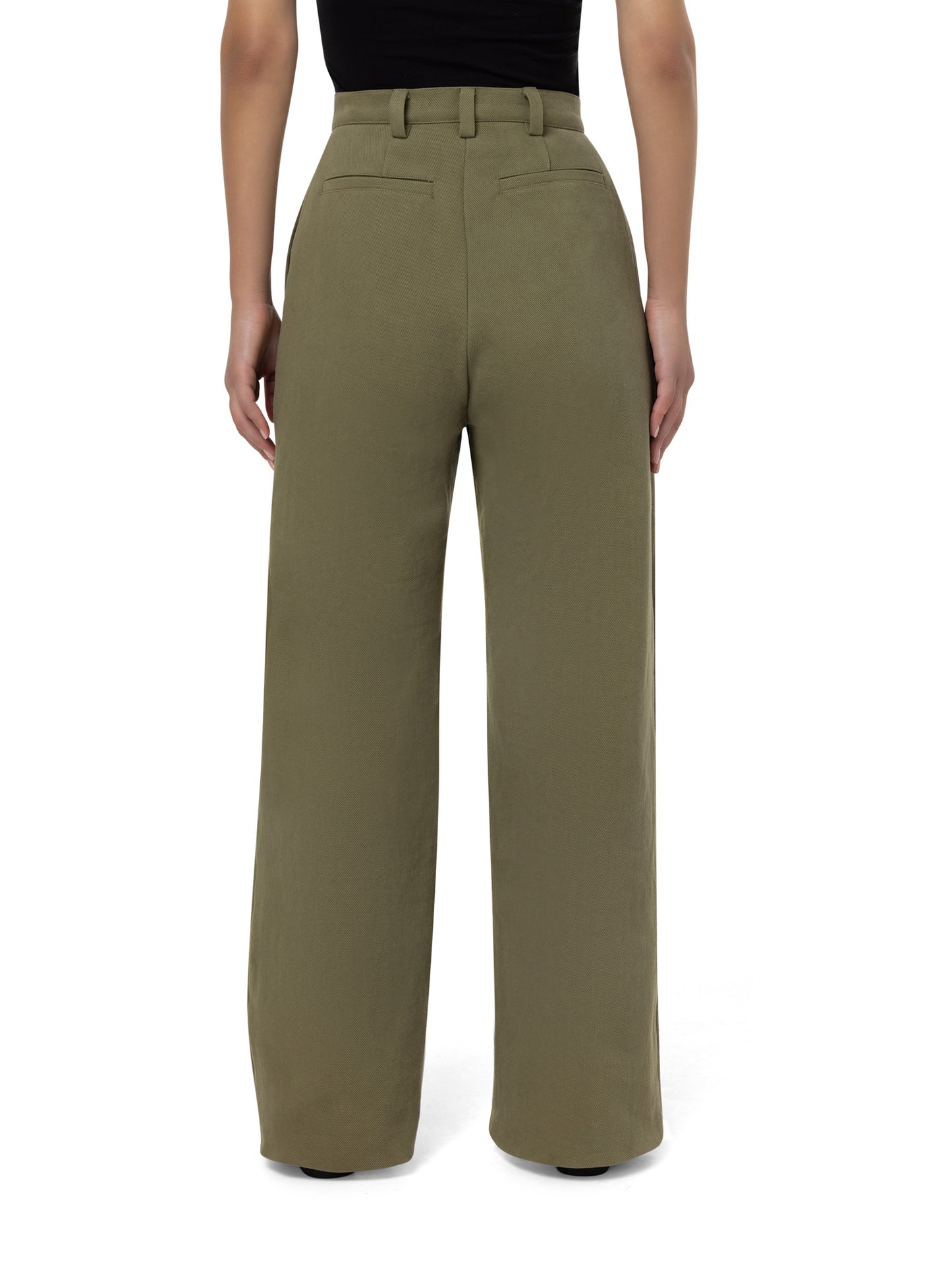 Khaki pleated trouser