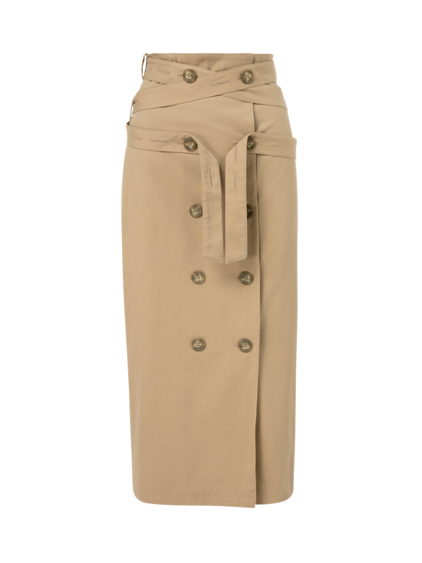 Beige long belted skirt