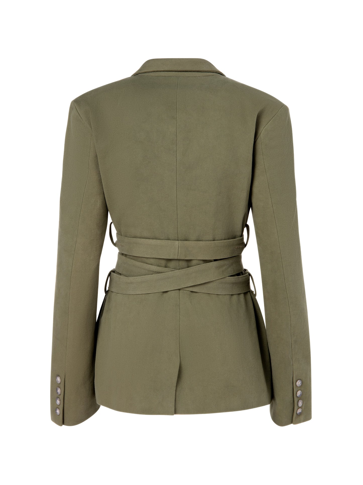 Khaki double breasted long blazer