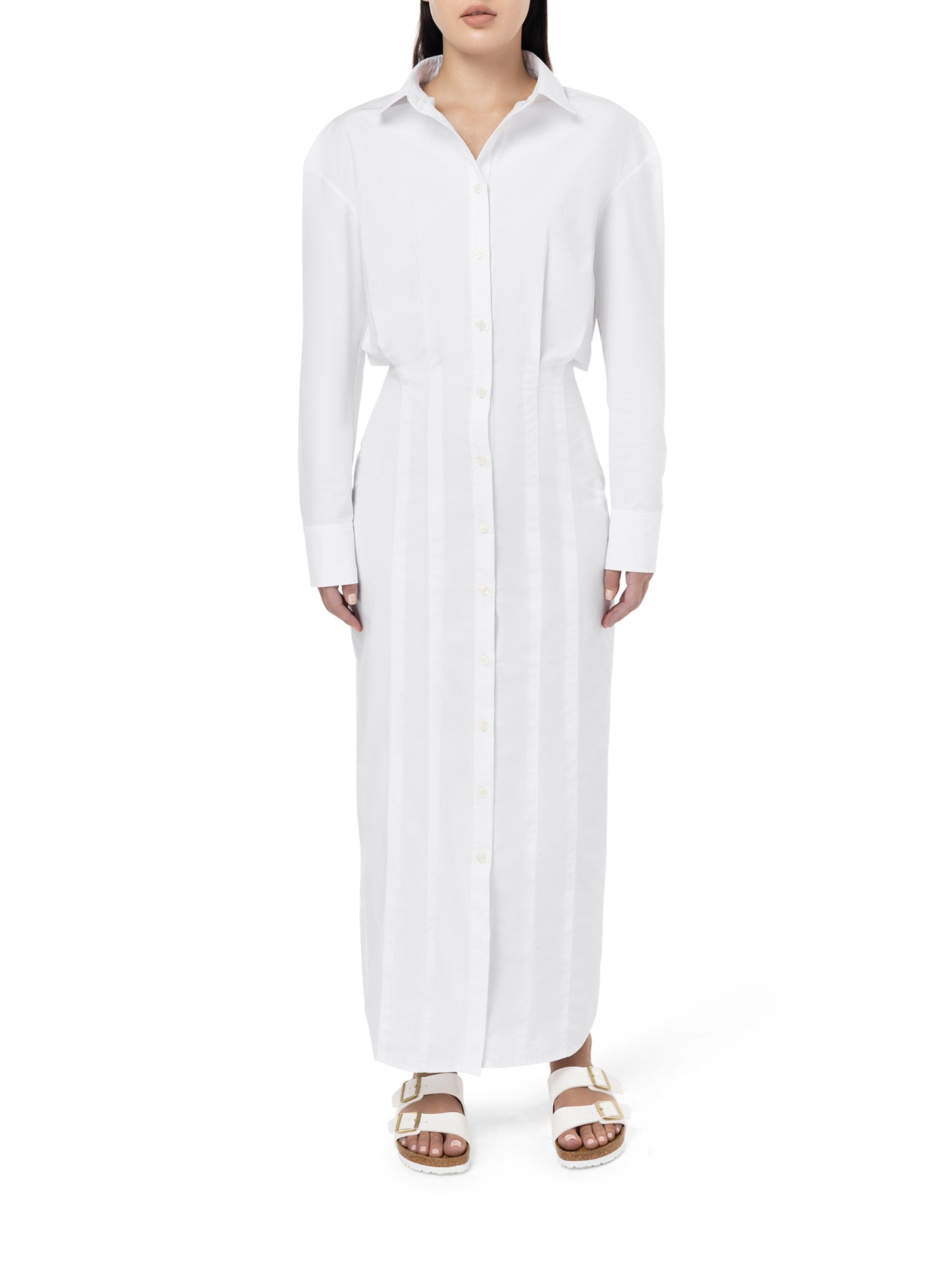 White constructed shirt dress