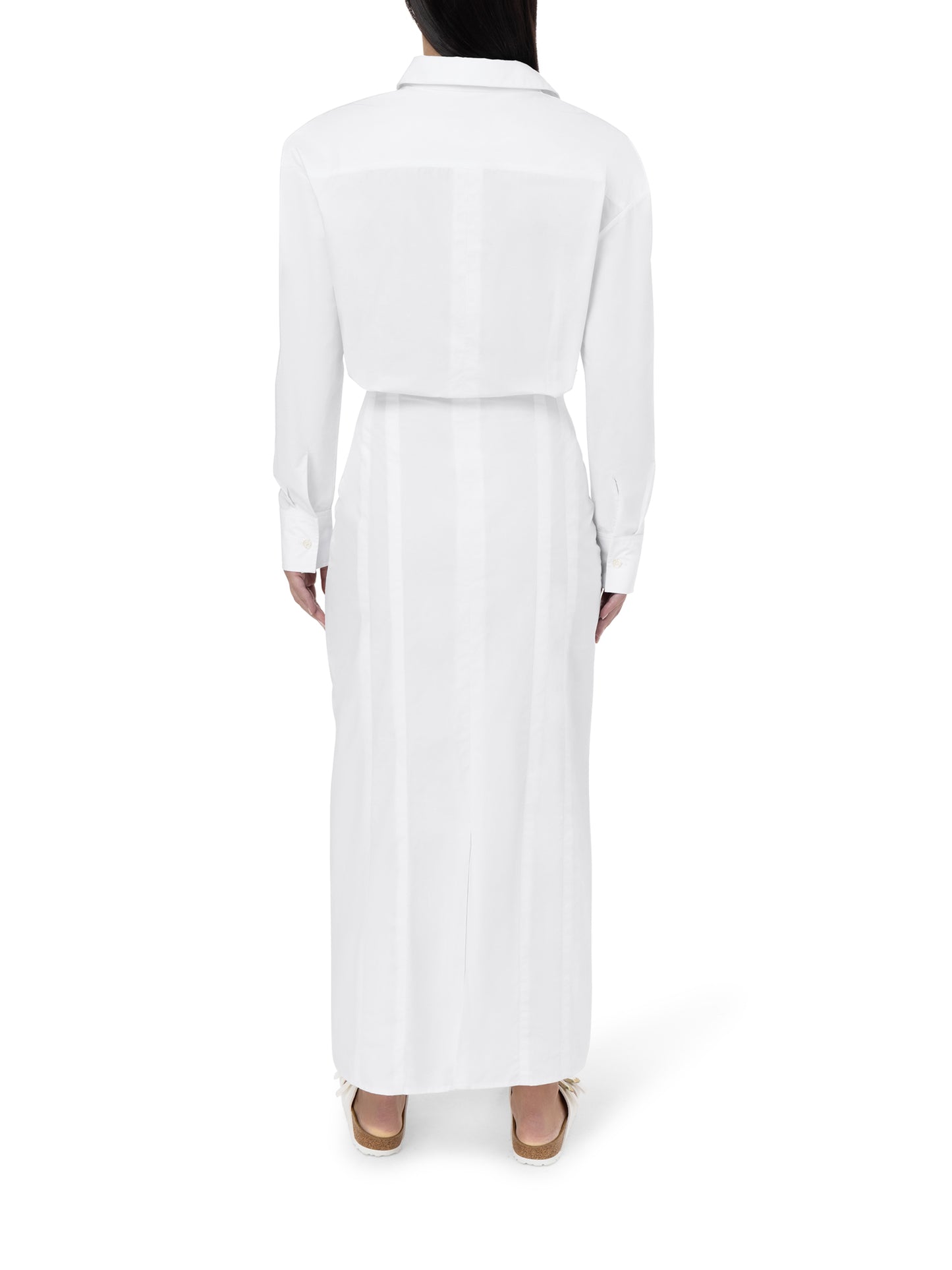 White constructed shirt dress
