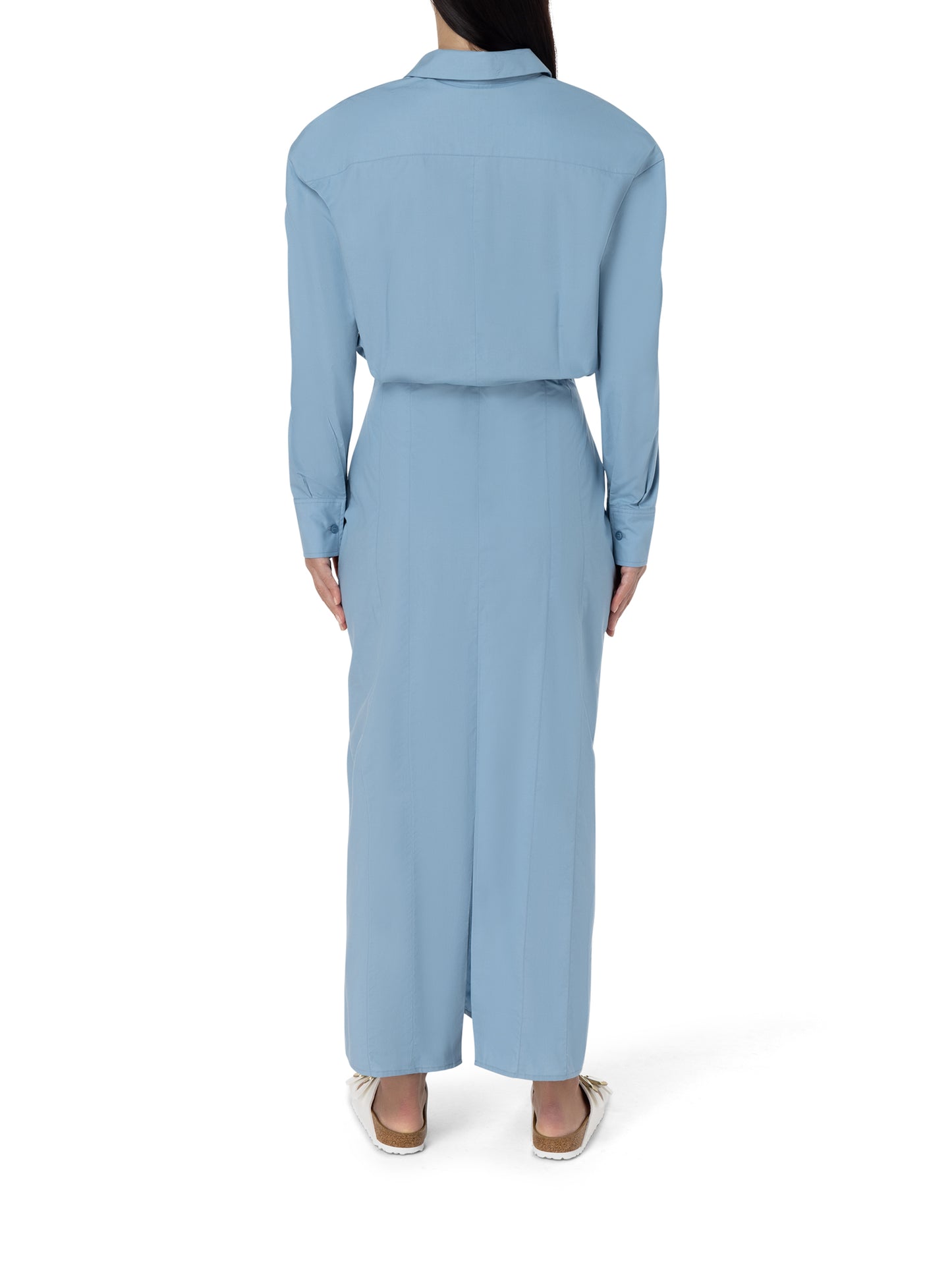 Blue constructed shirt dress