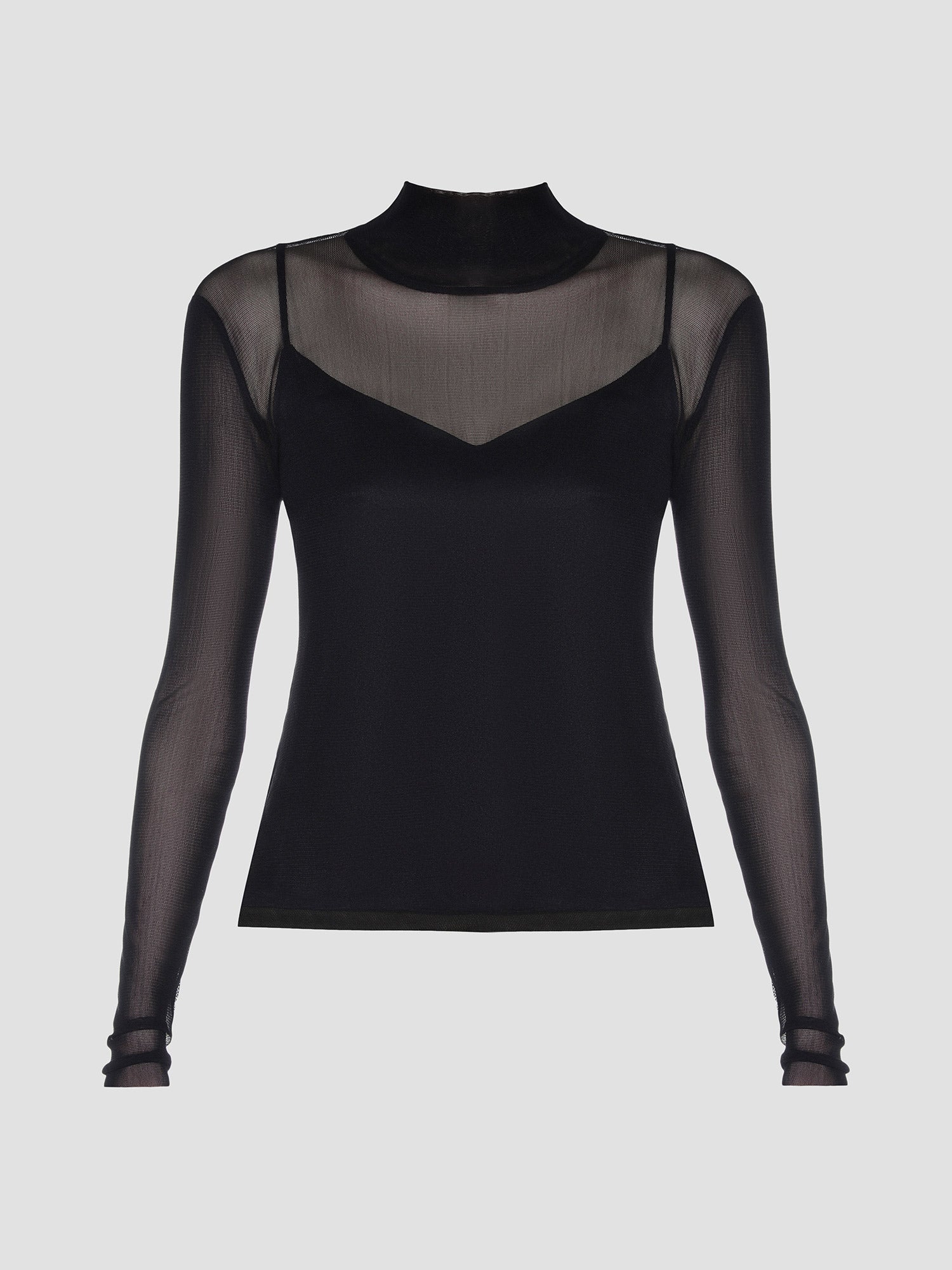 Mesh Turtle Neck Top With Camisole