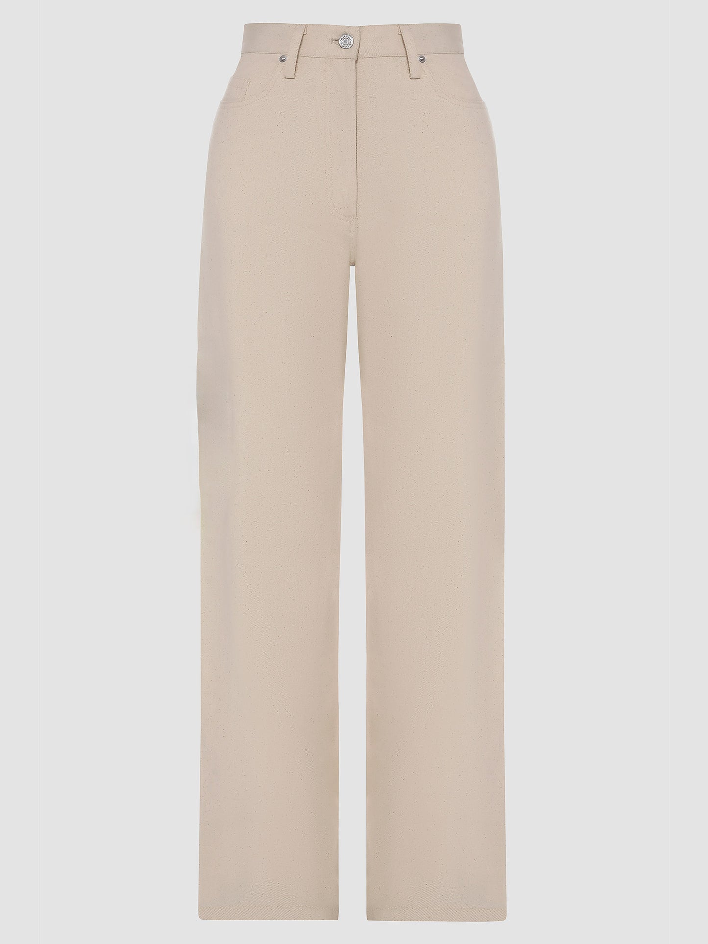 Cream Denim Wide Leg Pants