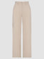 Cream Denim Wide Leg Pants