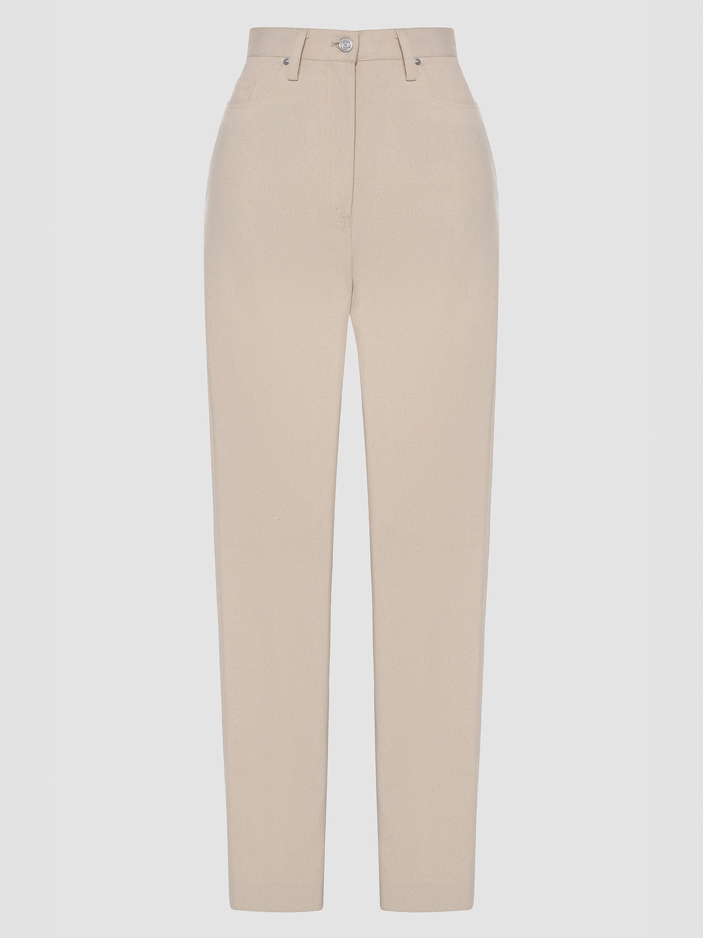 Cream Denim Tapered Pants