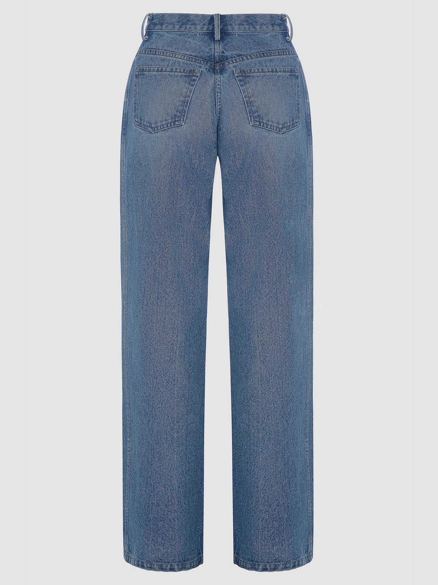 Washed Denim Wide Leg Pants