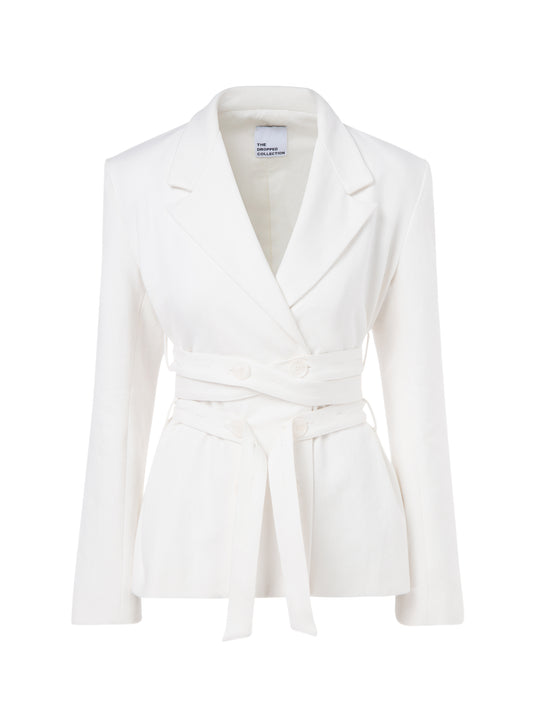 White double breasted long blazer
